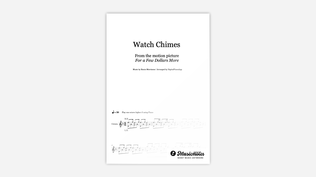 The first page of sheet music for Watch Chimes by Ennio Morricone